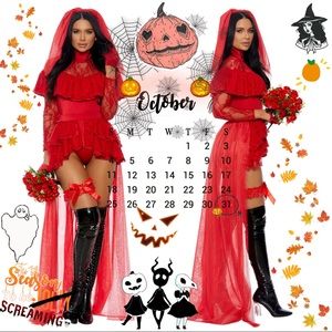 SEXY RED DEAD BRIDE HALLOWEEN COSTUME